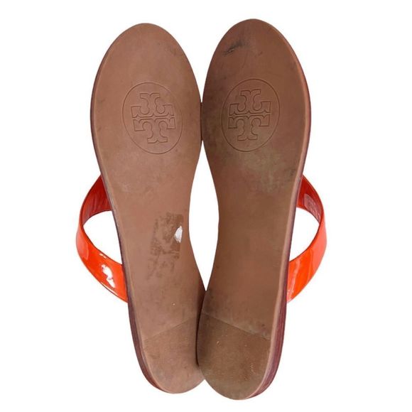 Tory Burch Cameron Patent Suffiano Thong Wedge Sandals Genuine Leather Size 6 - Picture 7 of 8